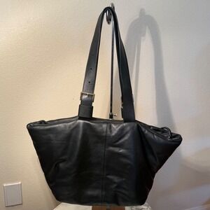 AllSaints Black Leather Aika Tote Bag Adjustable Straps Shoulder Bag Large
